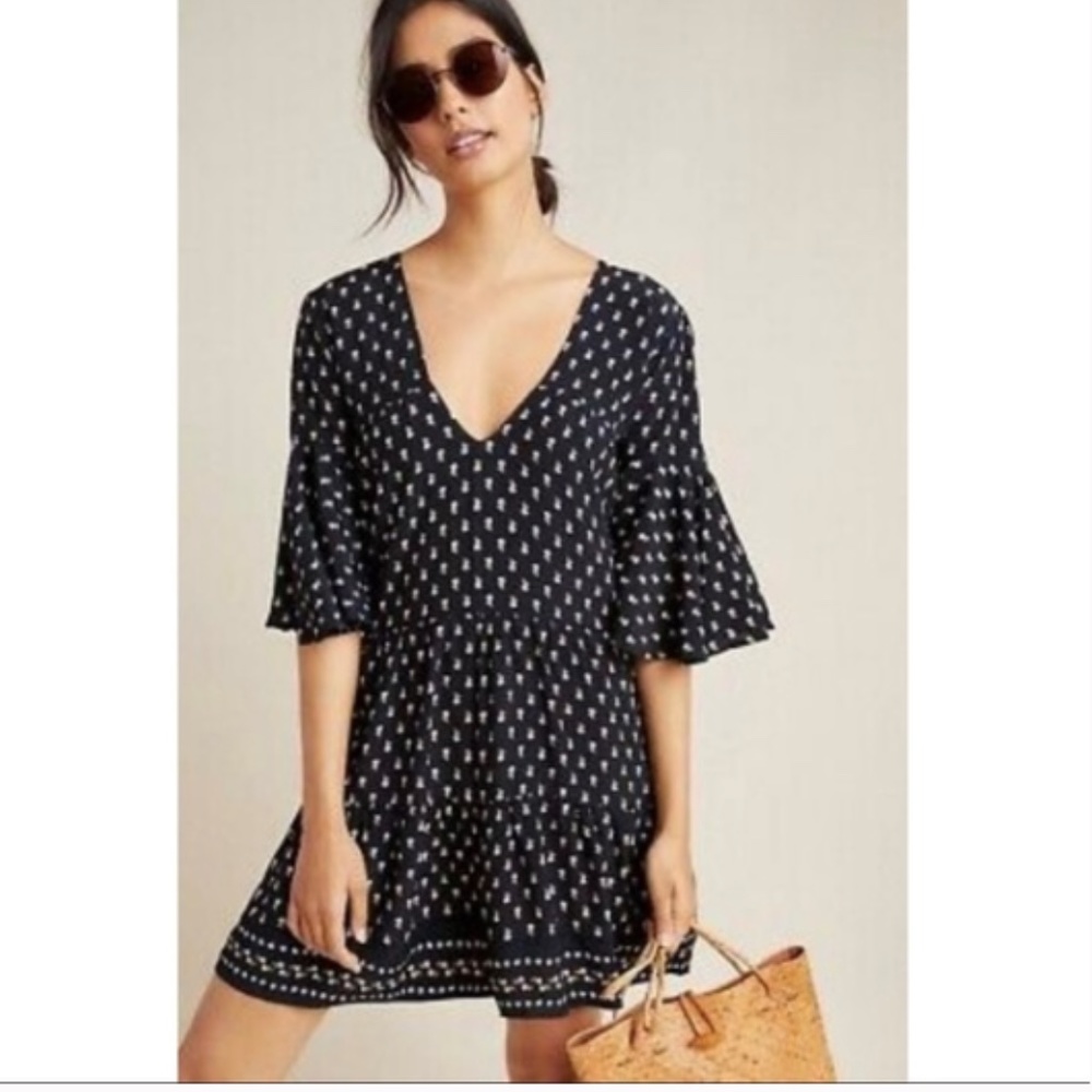 Faithfull The Brand X Anthropologie |  Fresa Dress - Black Pattern | Size Large
